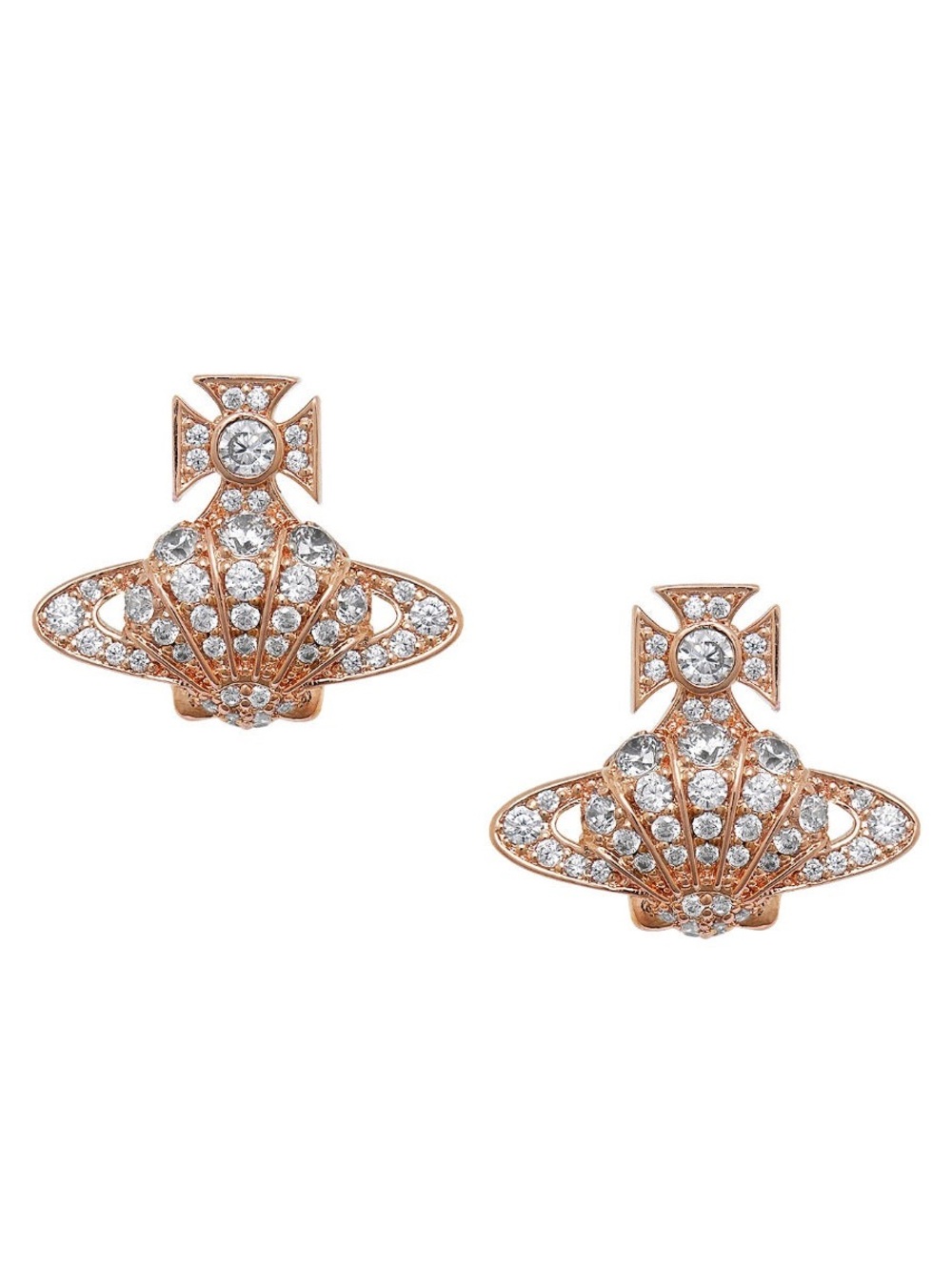 Vivienne Westwood Rose Gold Orb Crystal Stud Earrings